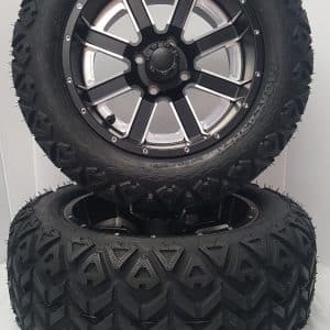 14" MATTE BLACK MAMBA WHEEL with 23" BACKLASH GOLF CART TIRE SET - Set of 4