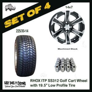 RX497 14" RHOX 6 Spoke Machined Black Wheels with 225/30-14 Lo-Profile Tire - SET OF 4