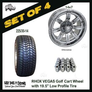 RX231 14" RHOX Chrome Wheels 225/30-14 Lo-Profile Tire - SET OF 4