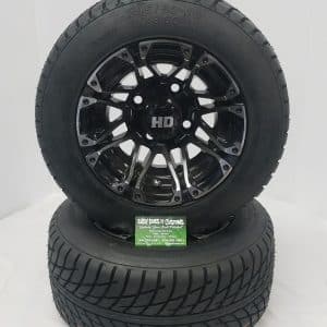 STI HD3 BLACK with MACHINED 10" WHEEL with LO-PRO GOLF CART TIRE - Set of 4
