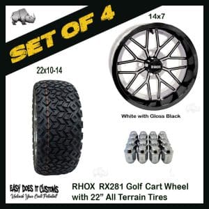 RHOX TIR-RX281-WB, White with Gloss Black, 14x7 ET-25
