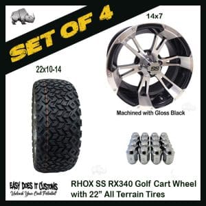 RHOX TIR-RX340, Machined w/ Black w/ Center Cap, 14x7 ET-25