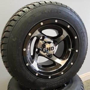 STI HD8 BLACK with MACHINED 10" WHEEL with LO-PRO GOLF CART TIRE - Set of 4