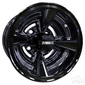 RHOX RX146, Black 10" Aluminum Golf Cart Wheels (set of 4)