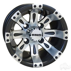 RHOX Vegas Machined Matte Black 10" Aluminum Golf Cart Wheels (10x7 ET-25)