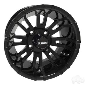 Black w/ Center Cap 12x7 ET-25, RHOX RX271,