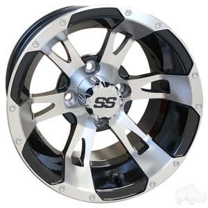 RHOX RX320 Machined with Gloss Black 12" Aluminum Golf Cart Wheels